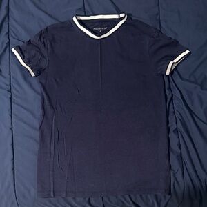 Primark Dark Blue Men's Tee with White Accents